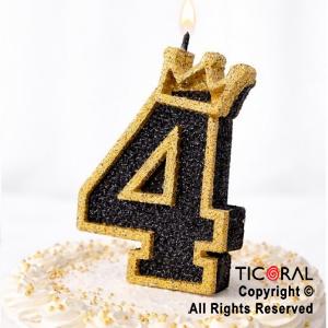 VELA NUMERO CORPOREO CON GIBRE ORO N.4 x 1